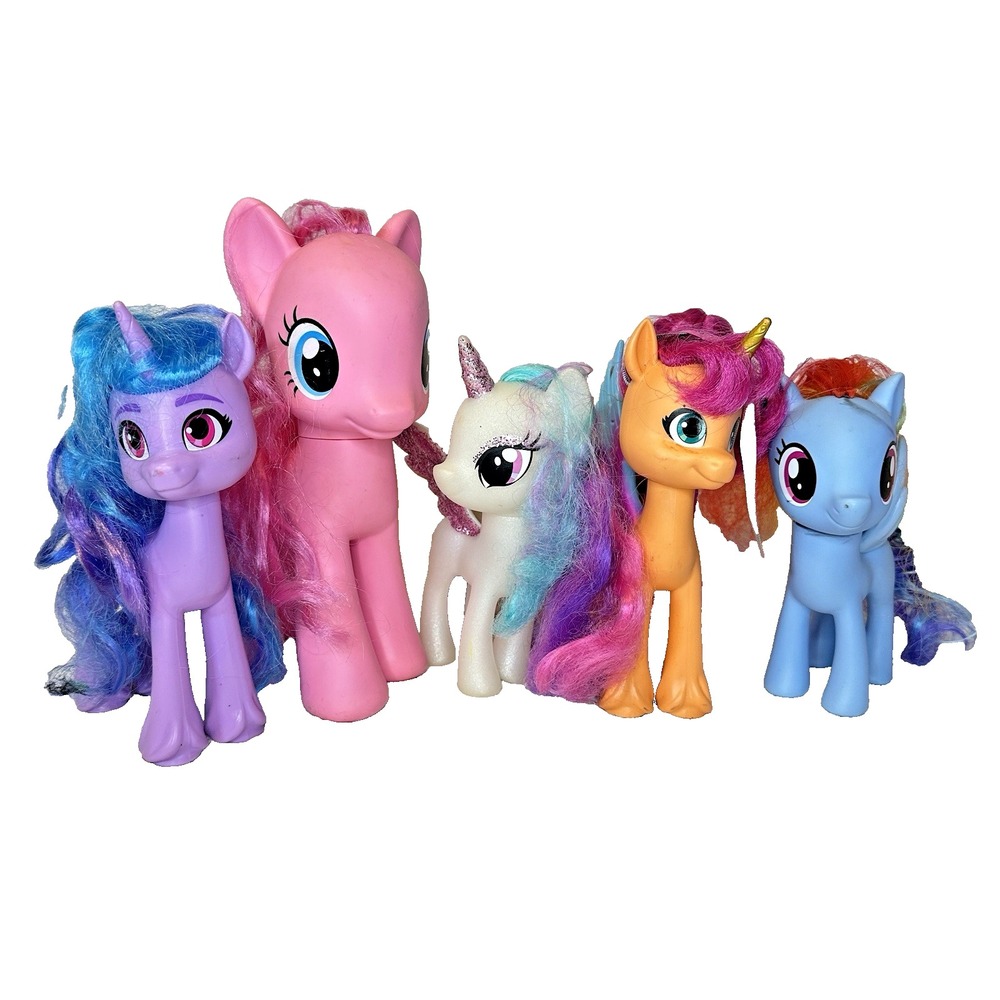 My Little Pony Mixed Lot of 5 Larger Ponies 6-9 Inches Pinkie Pie Pegasus Spark